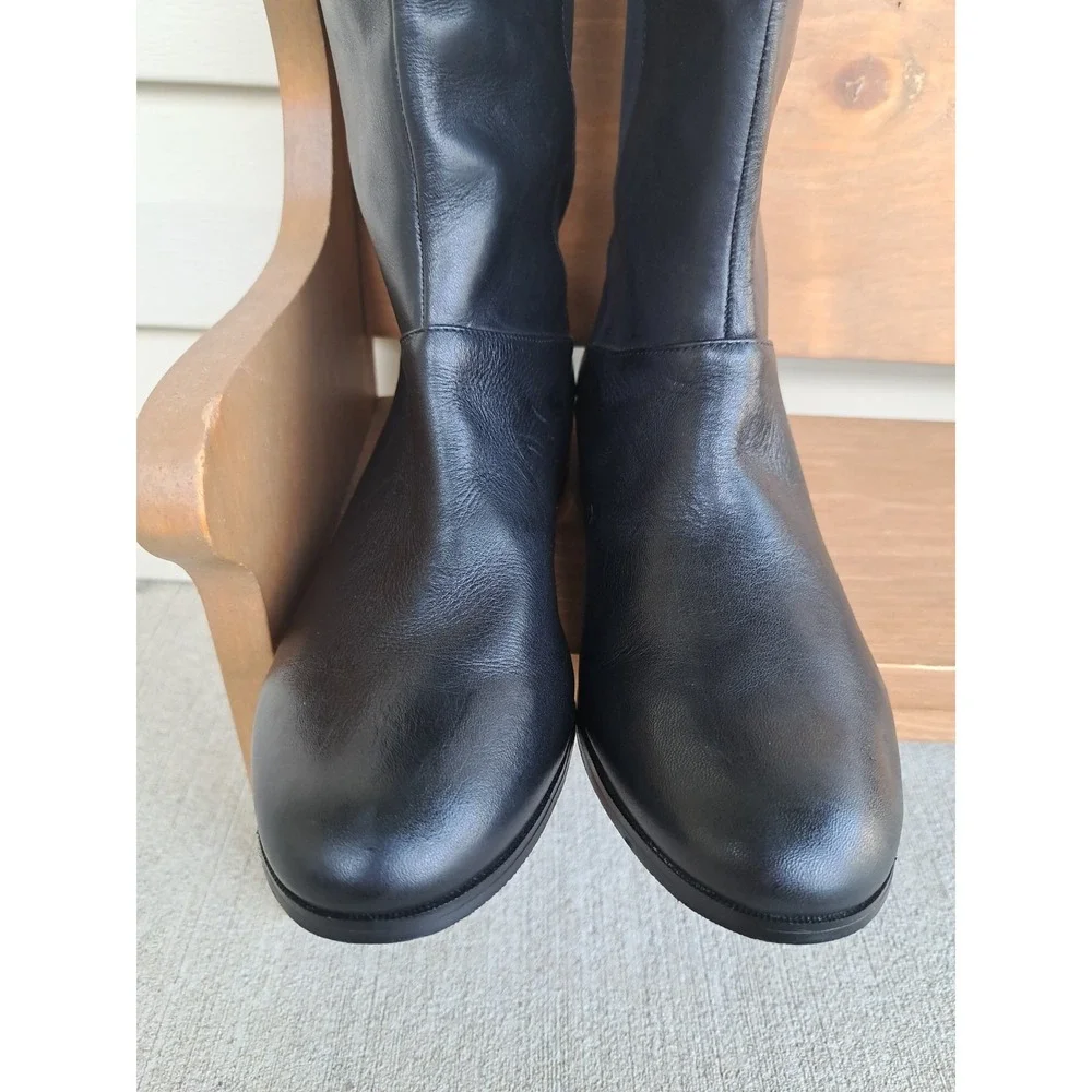 Ann Taylor Women's Black Leather Knee High Riding Boots 8.5 New